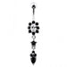 Silver Flower Dangling SS banana Bar Belly Button RingÊ - Monster Piercing