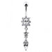 Silver Flower Dangling SS banana Bar Belly Button RingÊ - Monster Piercing