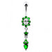 Silver Flower Dangling SS banana Bar Belly Button RingÊ - Monster Piercing