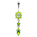 Silver Flower Dangling SS banana Bar Belly Button RingÊ - Monster Piercing