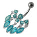 Elegant Gemstone Dangling Belly Ring - Monster Piercing