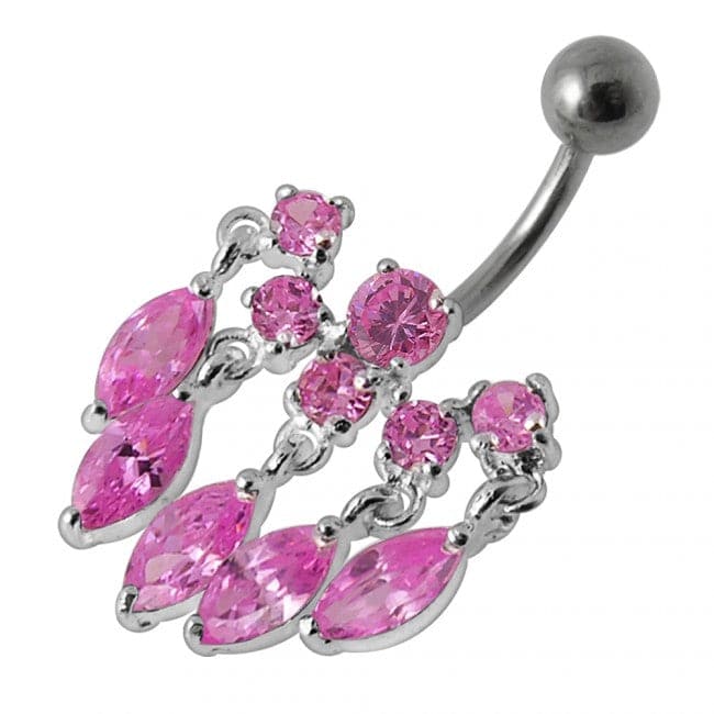 Elegant Gemstone Dangling Belly Ring - Monster Piercing