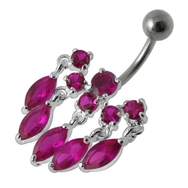 Elegant Gemstone Dangling Belly Ring - Monster Piercing