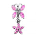 Butterfly Flower Dangling Belly Ring - Monster Piercing