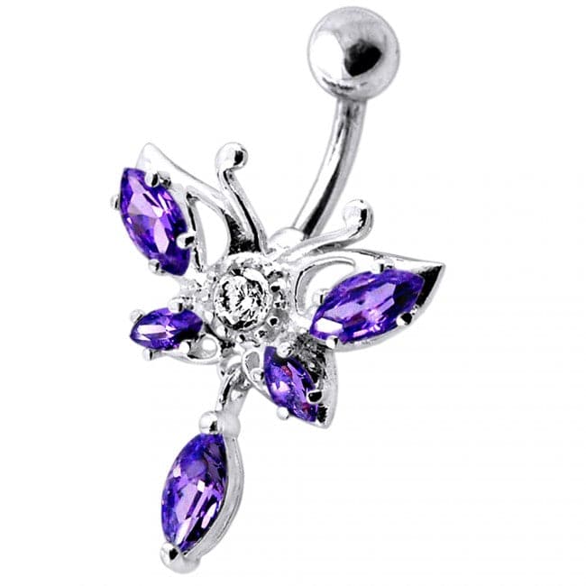 Butterfly Dangling Navel Banana Belly Ring - Monster Piercing