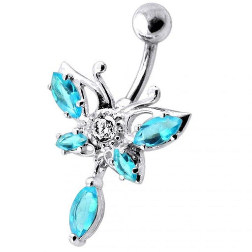 Butterfly Dangling Navel Banana Belly Ring - Monster Piercing