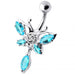 Butterfly Dangling Navel Banana Belly Ring - Monster Piercing