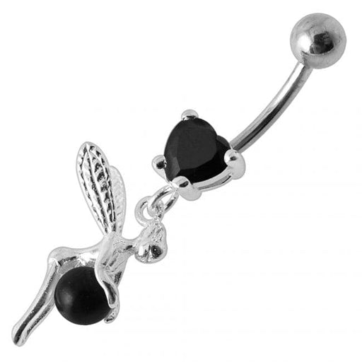 Angel & Dangling Pearl Jeweled Belly Ring - Monster Piercing