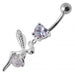 Angel & Dangling Pearl Jeweled Belly Ring - Monster Piercing