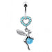 Angel Heart & Ball Jeweled Belly Ring - Monster Piercing