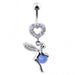 Angel Heart & Ball Jeweled Belly Ring - Monster Piercing