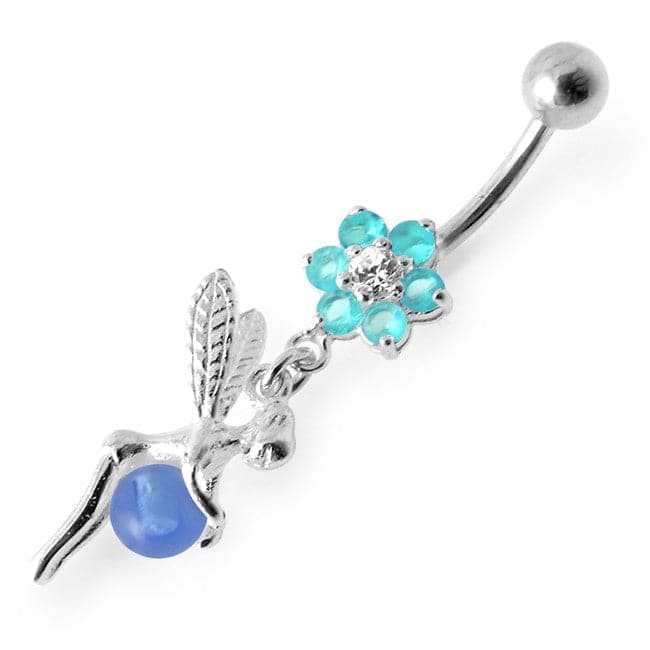 Angel Flower & Ball Jeweled Belly Ring - Monster Piercing