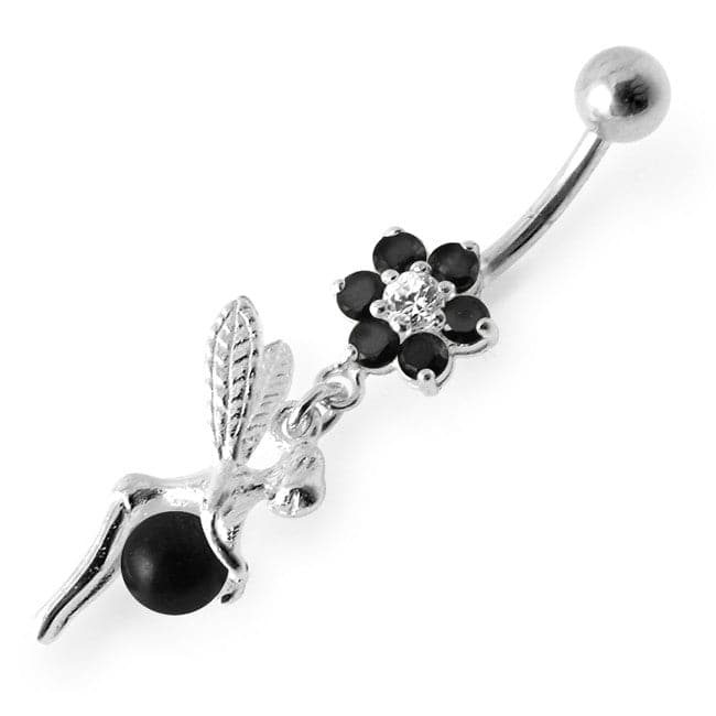 Angel Flower & Ball Jeweled Belly Ring - Monster Piercing