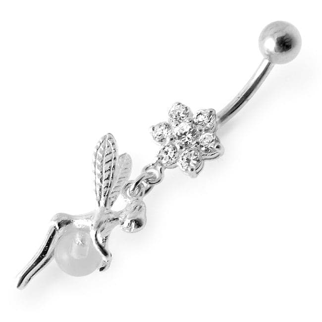 Angel Flower & Ball Jeweled Belly Ring - Monster Piercing