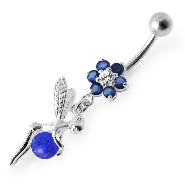 Angel Flower & Ball Jeweled Belly Ring - Monster Piercing