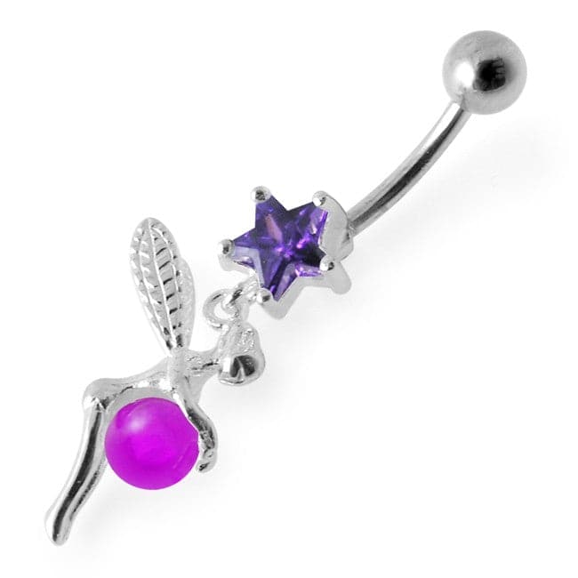 Star Angel & Ball Jeweled Belly Ring - Monster Piercing