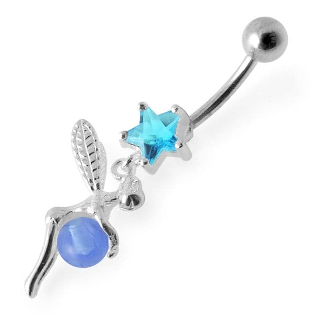 Star Angel & Ball Jeweled Belly Ring - Monster Piercing