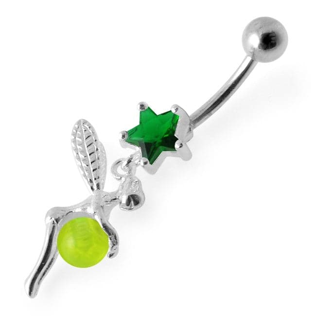 Star Angel & Ball Jeweled Belly Ring - Monster Piercing