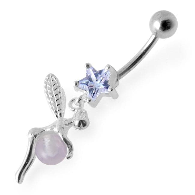 Star Angel & Ball Jeweled Belly Ring - Monster Piercing