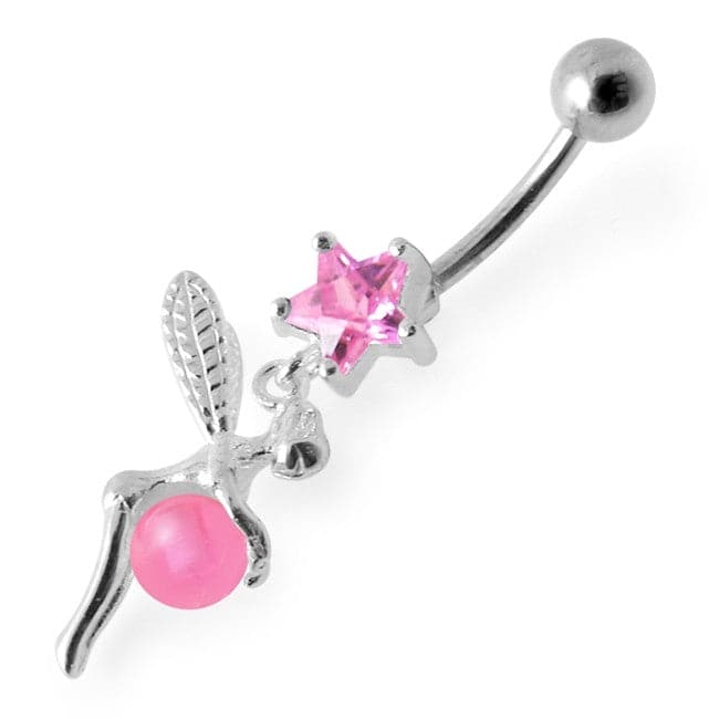 Star Angel & Ball Jeweled Belly Ring - Monster Piercing