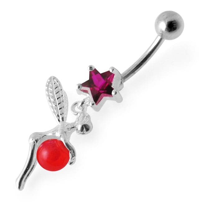 Star Angel & Ball Jeweled Belly Ring - Monster Piercing