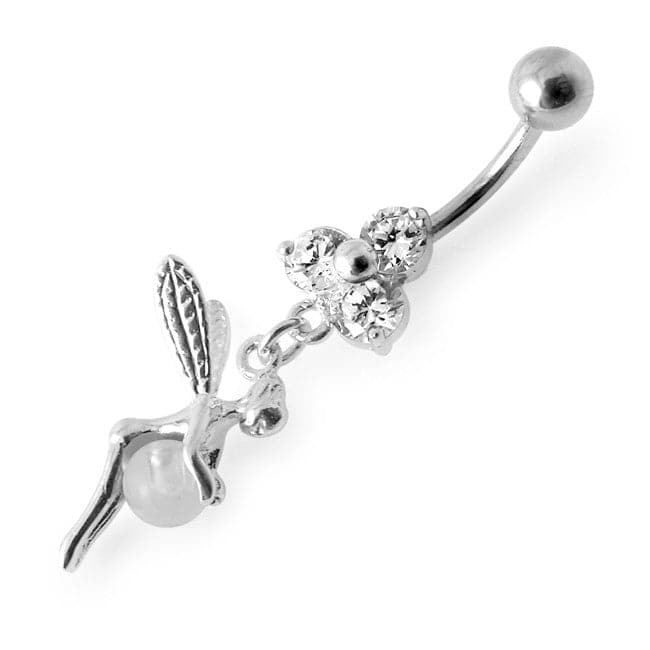 Trillium Angel & Ball Jeweled Belly Ring - Monster Piercing