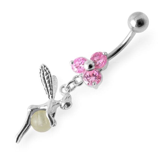 Trillium Angel & Ball Jeweled Belly Ring - Monster Piercing