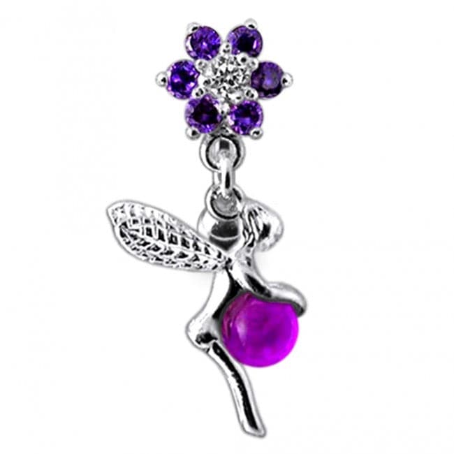 Flower Angel & Ball Jeweled Belly Ring - Monster Piercing