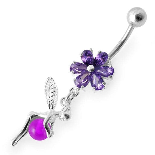 Daisy Angel & Ball Jeweled Belly Ring - Monster Piercing