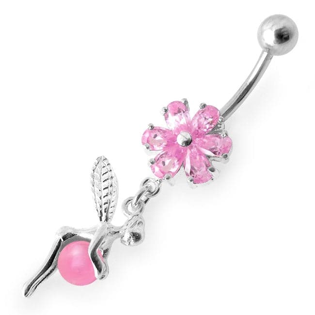 Daisy Angel & Ball Jeweled Belly Ring - Monster Piercing