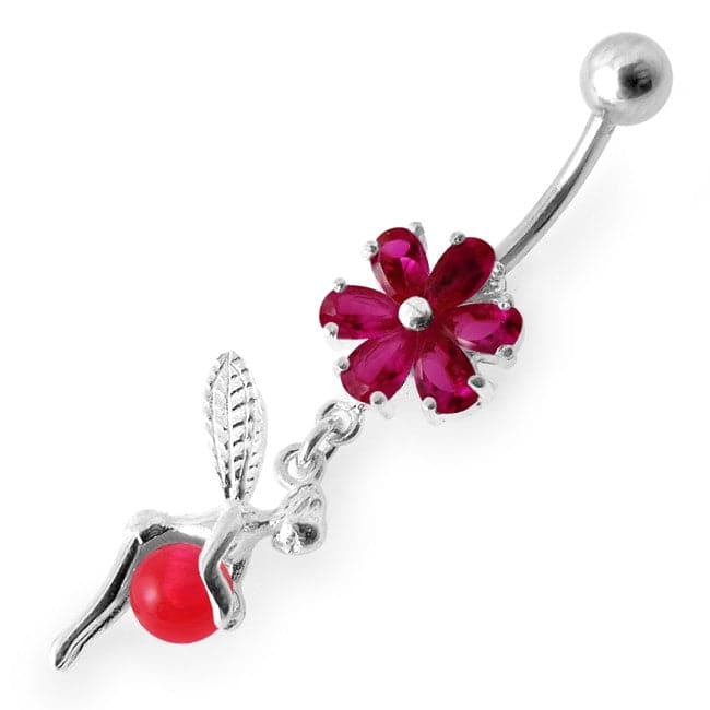 Daisy Angel & Ball Jeweled Belly Ring - Monster Piercing