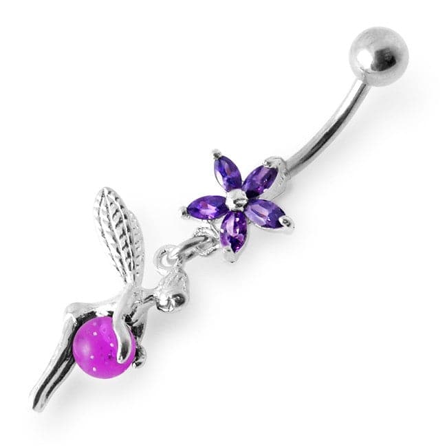 Pentas Angel & Ball Jeweled Belly Ring - Monster Piercing