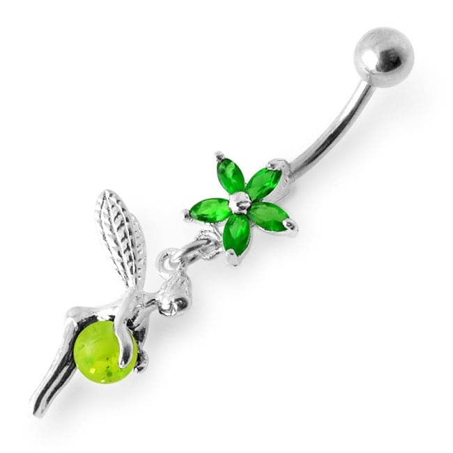 Pentas Angel & Ball Jeweled Belly Ring - Monster Piercing