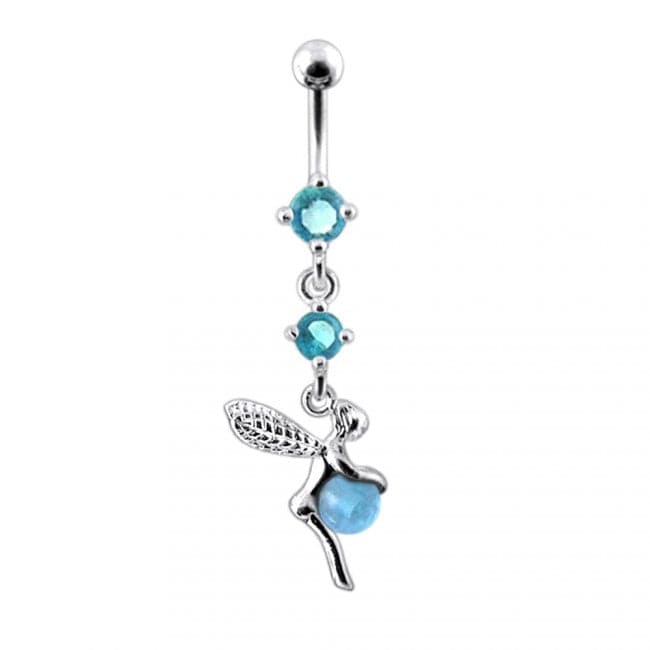 Double Gem Angel & Ball Jeweled Belly Ring - Monster Piercing