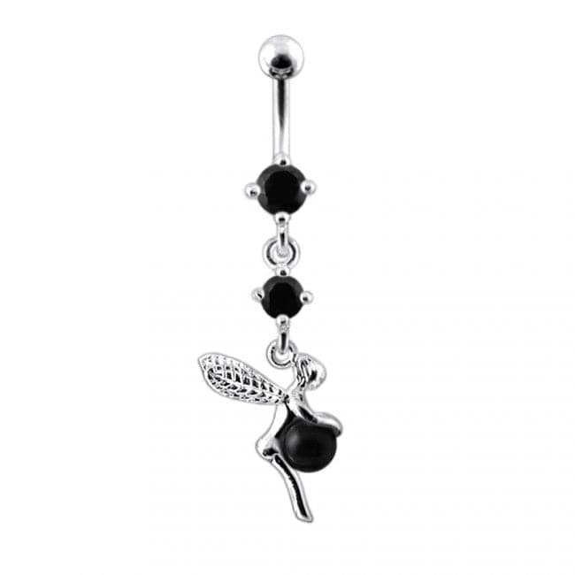 Double Gem Angel & Ball Jeweled Belly Ring - Monster Piercing