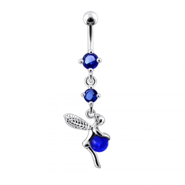 Double Gem Angel & Ball Jeweled Belly Ring - Monster Piercing