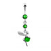 Double Gem Angel & Ball Jeweled Belly Ring - Monster Piercing