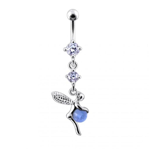 Double Gem Angel & Ball Jeweled Belly Ring - Monster Piercing