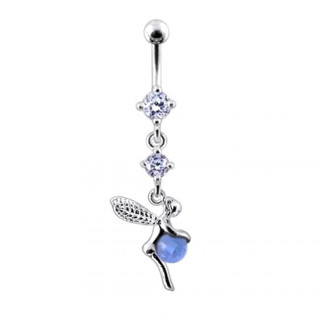 Double Gem Angel & Ball Jeweled Belly Ring - Monster Piercing