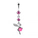 Double Gem Angel & Ball Jeweled Belly Ring - Monster Piercing