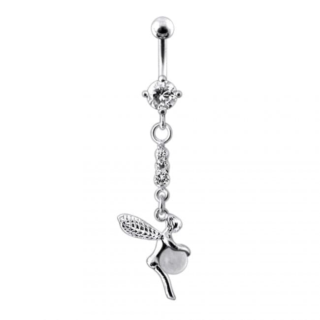 Dangling Gem Angel & Ball Jeweled Belly Ring - Monster Piercing