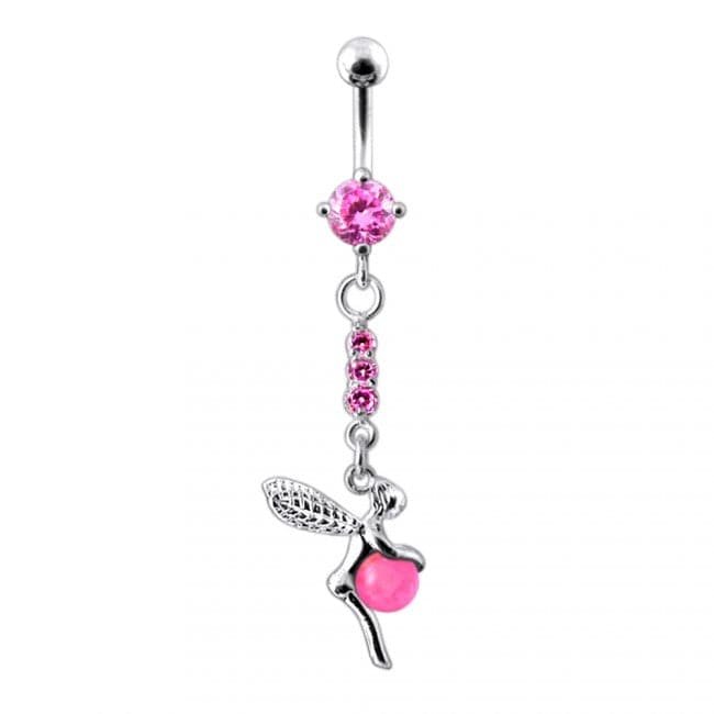 Dangling Gem Angel & Ball Jeweled Belly Ring - Monster Piercing