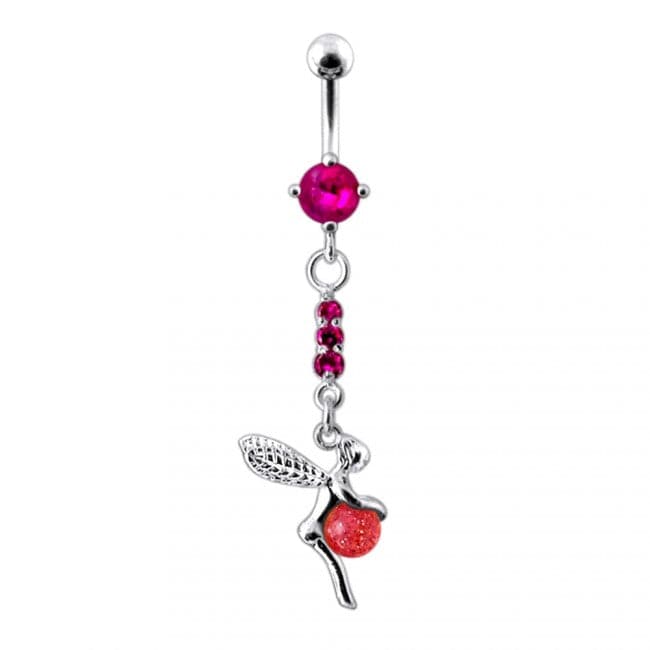 Dangling Gem Angel & Ball Jeweled Belly Ring - Monster Piercing