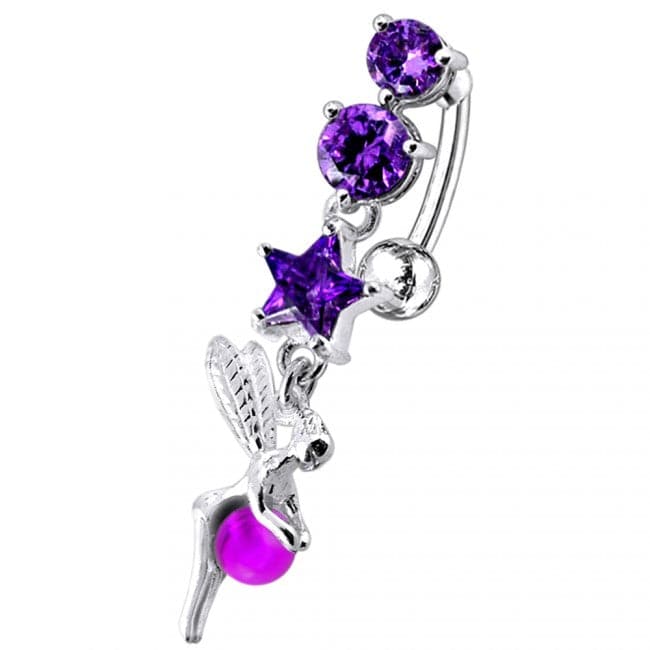 Star and Gem Angel Jeweled Belly Ring - Monster Piercing