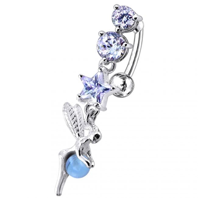 Star and Gem Angel Jeweled Belly Ring - Monster Piercing