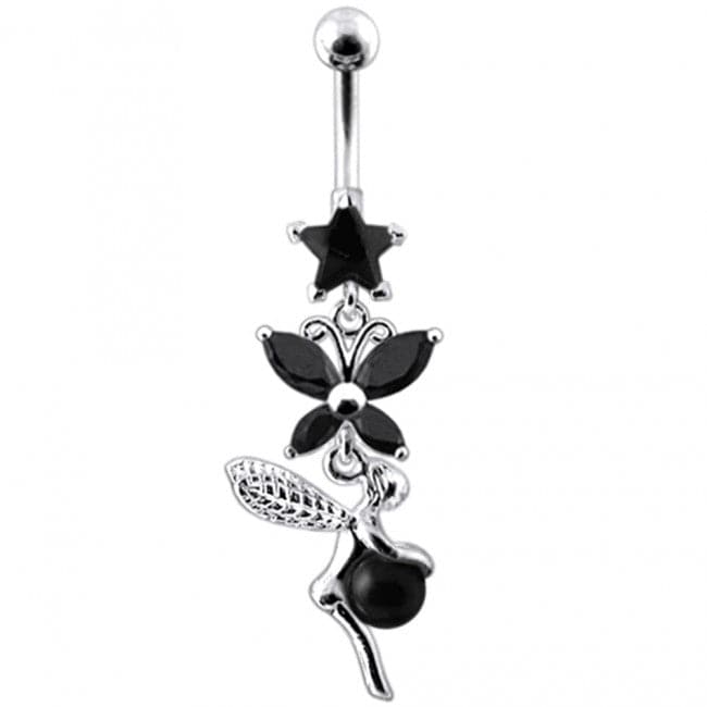 Butterfly Angel & Ball Jeweled Belly Ring - Monster Piercing