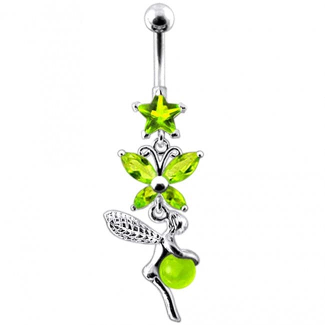 Butterfly Angel & Ball Jeweled Belly Ring - Monster Piercing