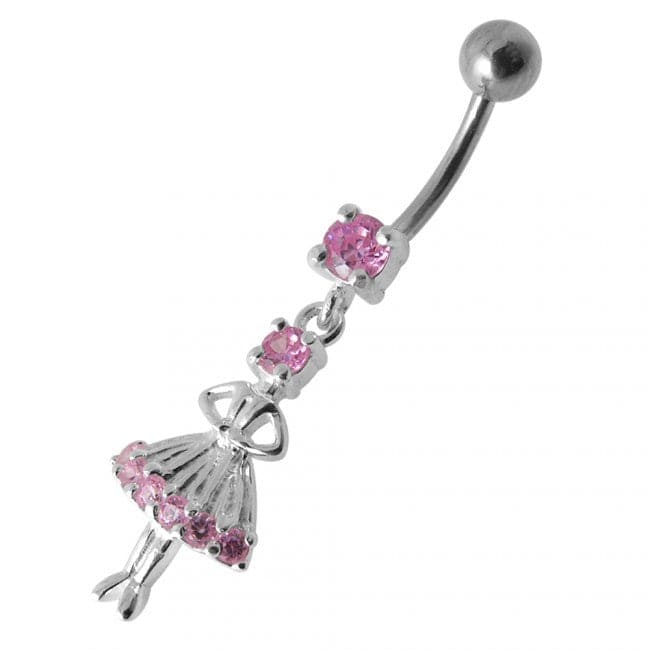 Balerina & Gem Jeweled Belly Ring - Monster Piercing