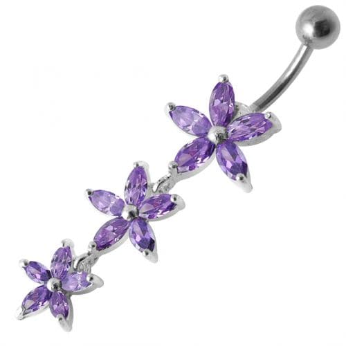 Flower Trio Dangling Belly Ring - Monster Piercing