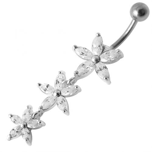 Flower Trio Dangling Belly Ring - Monster Piercing